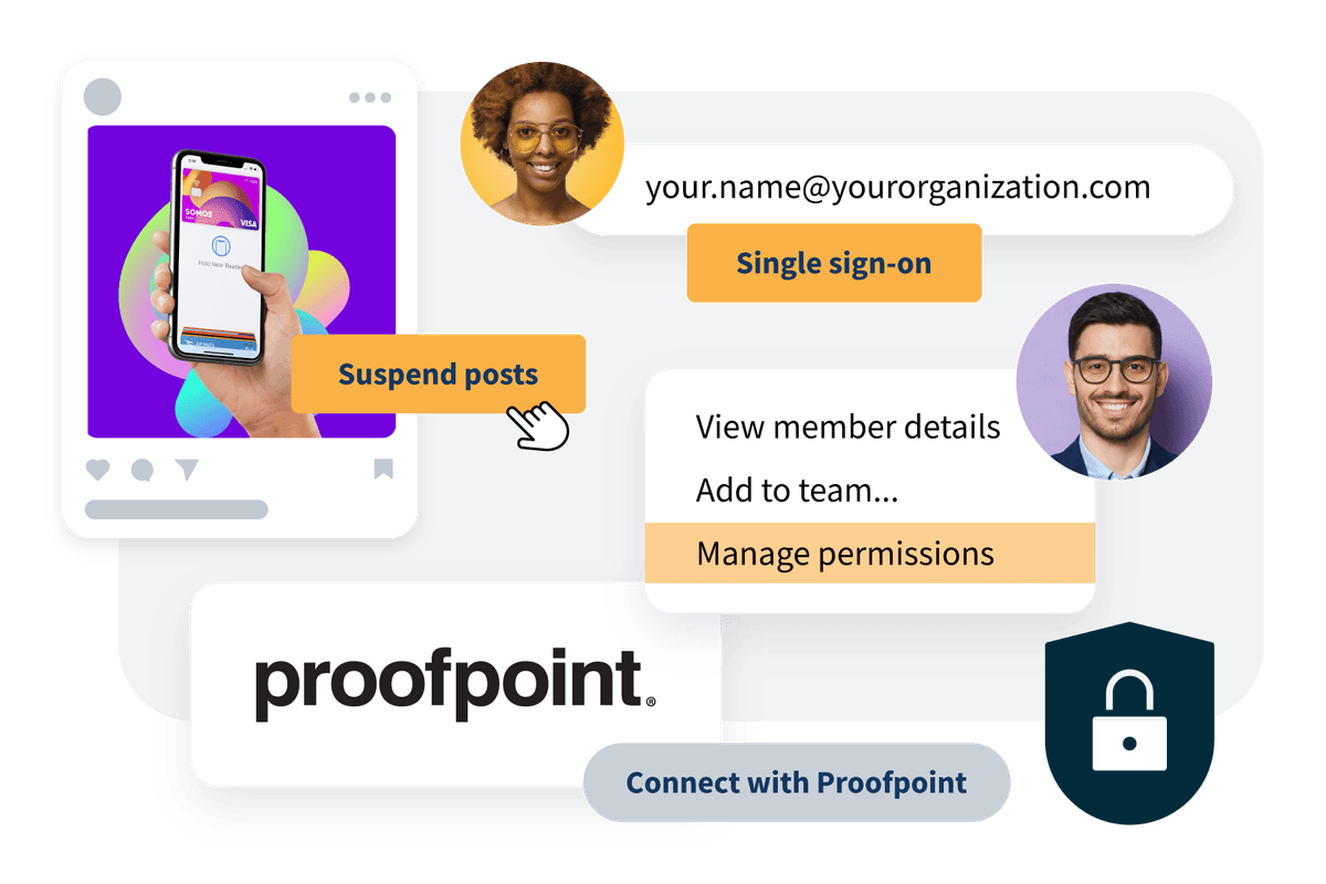 Social media post with Proofpoint logo and approval process